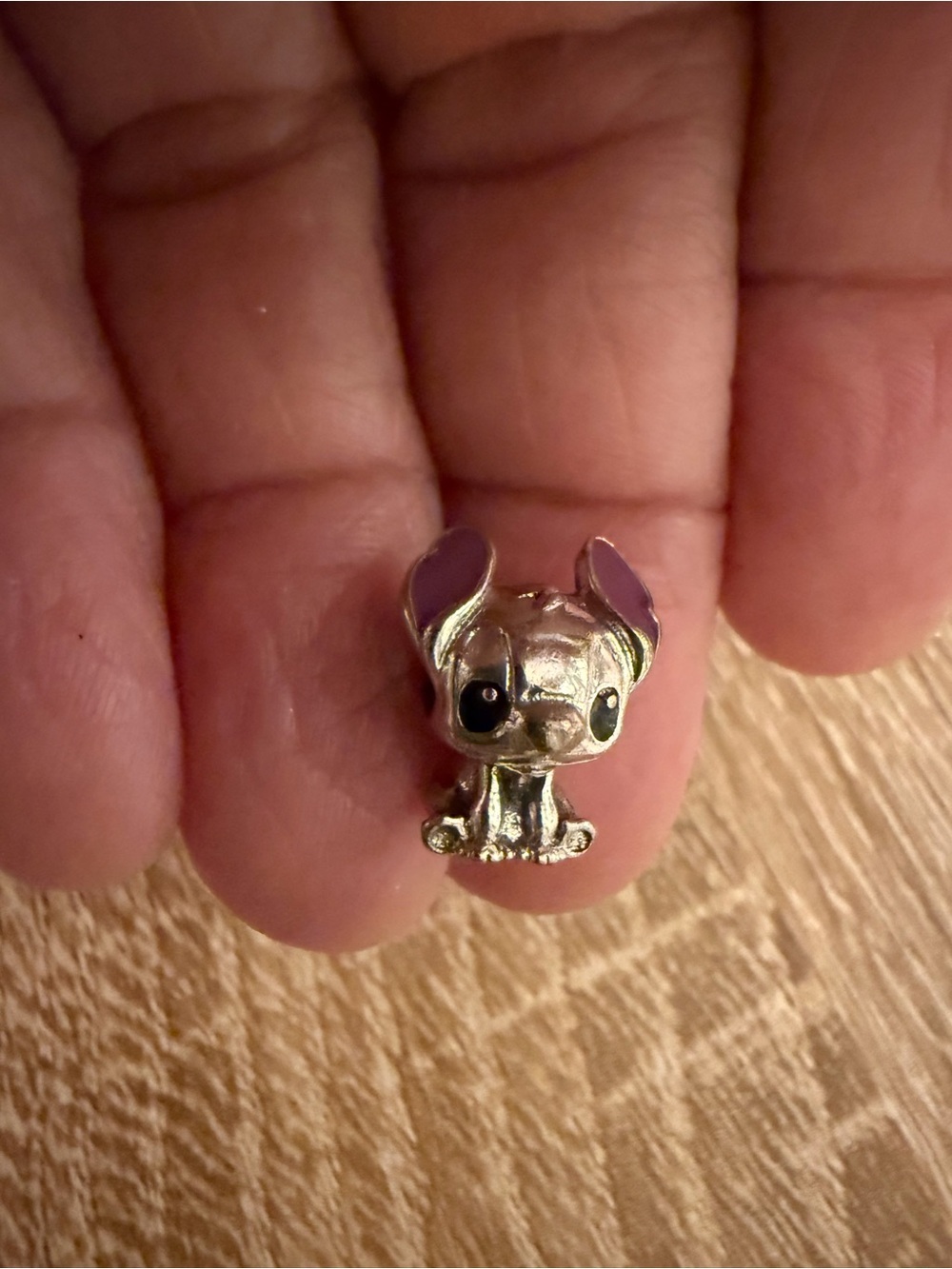 Small Silver Puppy Pin — Cute Pink-Eared Dog Brooch